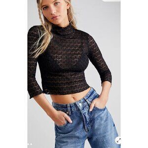 For Love & Lemons Tracy Turtleneck Crop Top NWT XS